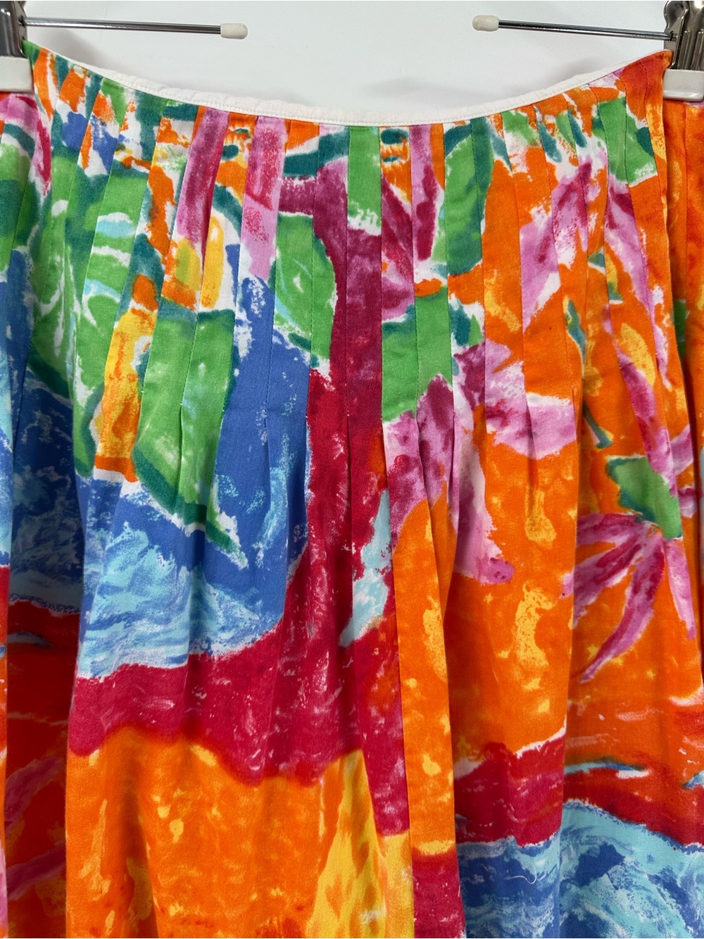Ralph Lauren Watercolor Floral Pleated High Waisted  Cotton Knee Length Skirt 10 - Picture 2 of 11